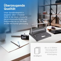 Aparat de îndosariat cu spirală Genie CB 850 - capacitate 350 coli, DIN A4, cu set de pornire de 75 piese, argintiu/negru 5