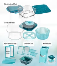 Aparat de feliat legume Genius Nicer Dicer Chef Professional Deluxe, 39 de piese, cu recipient de 5,2 L și bol din sticlă de 2,8 L, aparat de tăiat spiralat, dispozitiv pentru cartofi prăjiți 8