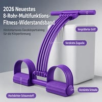 Elastic fitness cu 8 tuburi, cu mânere și pedală, coardă de tracțiune multifuncțională 3 în 1, bandă de rezistență elastică, echipament pentru antrenarea abdomenului pentru fitness acasă, mov 2