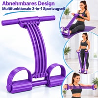 Elastic fitness cu 8 tuburi, cu mânere și pedală, coardă de tracțiune multifuncțională 3 în 1, bandă de rezistență elastică, echipament pentru antrenarea abdomenului pentru fitness acasă, mov 4