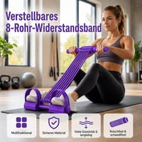 Elastic fitness cu 8 tuburi, cu mânere și pedală, coardă de tracțiune multifuncțională 3 în 1, bandă de rezistență elastică, echipament pentru antrenarea abdomenului pentru fitness acasă, mov 3