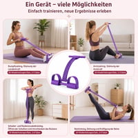 Elastic fitness cu 8 tuburi, cu mânere și pedală, coardă de tracțiune multifuncțională 3 în 1, bandă de rezistență elastică, echipament pentru antrenarea abdomenului pentru fitness acasă, mov 5