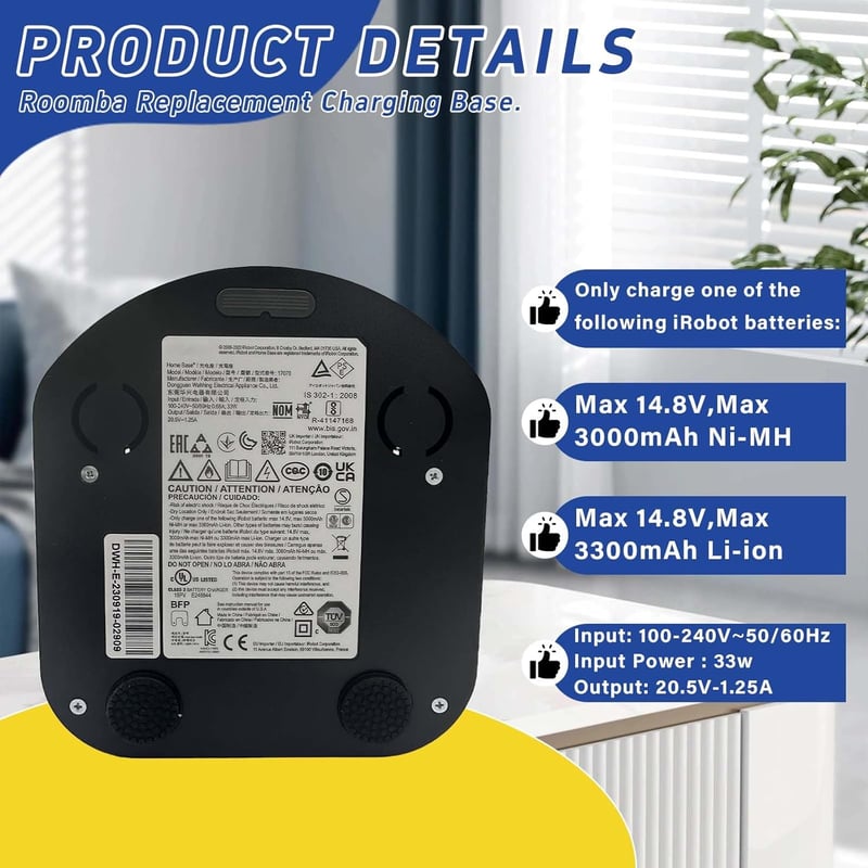 Geoviizon Roomba töltőállomás E5 E6 I1 I3 I7 I8 500-900 sorozat fekete