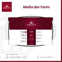 Gerlach 1760 Flow četvrtasta posuda za pečenje s poklopcem 4,5 L od borosilikatnog stakla otpornog na toplinu 27x18 cm za pećnicu i zamrzivač 4