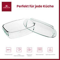 Gerlach 1760 Flow četvrtasta posuda za pečenje s poklopcem 4,5 L od borosilikatnog stakla otpornog na toplinu 27x18 cm za pećnicu i zamrzivač 3