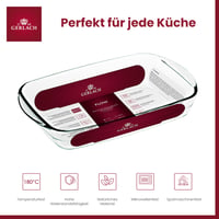 Sklenená zapekacia misa Gerlach 1760 Flow 2 l, ohňovzdorné borosilikátové sklo, hranatý pekáč 32,5 x 20 cm do rúry a mrazničky 3