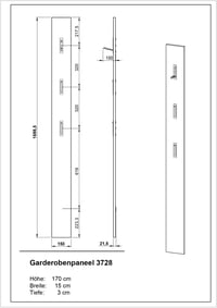 Panou de perete pentru hol Germania Die Möbelmacher 3728-572 în culoarea cașmir, cu 3 cuier metalice rabatabile, 15x170x3 cm 6