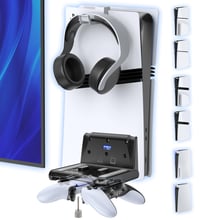 Nástenný držiak Gersker na konzolu PS5/PS5 Slim/PS5 Pro s držiakom na ovládač a slúchadlá, príslušenstvo k PS5, čierny 1