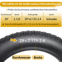 Gesinikad 2 buc. Cameră de aer bicicletă 29x2.125-2.4 AV32 mm ventil Schrader pentru MTB pe disc 3