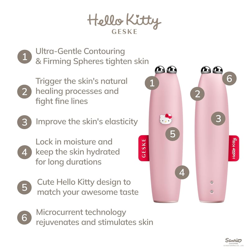 GESKE Hello Kitty 6in1 Microcurrent Arclifting Toll - Ránctalanító Arckezelő Eszköz