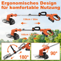 Getieom 4-u-1 akumulatorski trimer za travu, 21V 850W motor, LCD zaslon, čelična četka s oštricom od 8 inča, 75dB tihi rad, uklanjanje mahovine u vrtu 5