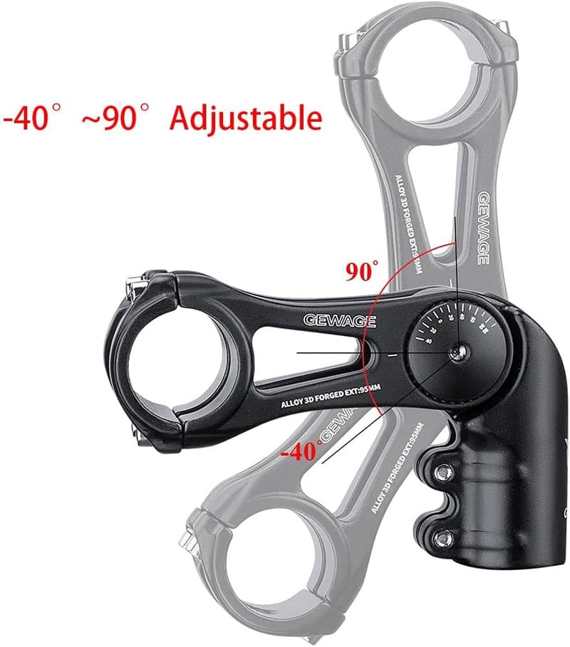 GEWAGE -130 fokos kormánykiemelő szár 31,8 mm (1-1/4) kormányszár MTB országúti BMX 75/95/130 mm fekete
