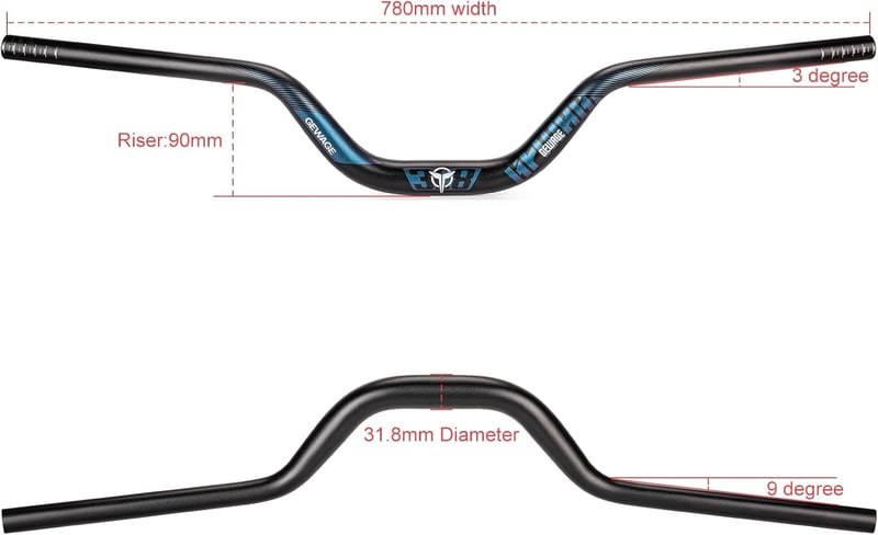 GEWAGE 780mm Alumínium Kerékpár Kormány 31.8mm - MTB/Hybrid/Országúti Emelhető Riser