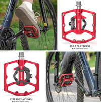 GEWAGE Alumínium Kerékpár Pedál - Kétfunkciós Lapos és SPD Klipszes Pedál MTB, BMX és Országúti Biciklikhez, Piros, 9/16" 2
