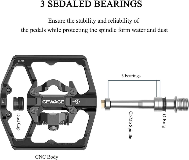 GEWAGE Kerékpár Pedál 9/16" Flat Platform SPD Kompatibilis MTB Országúti BMX