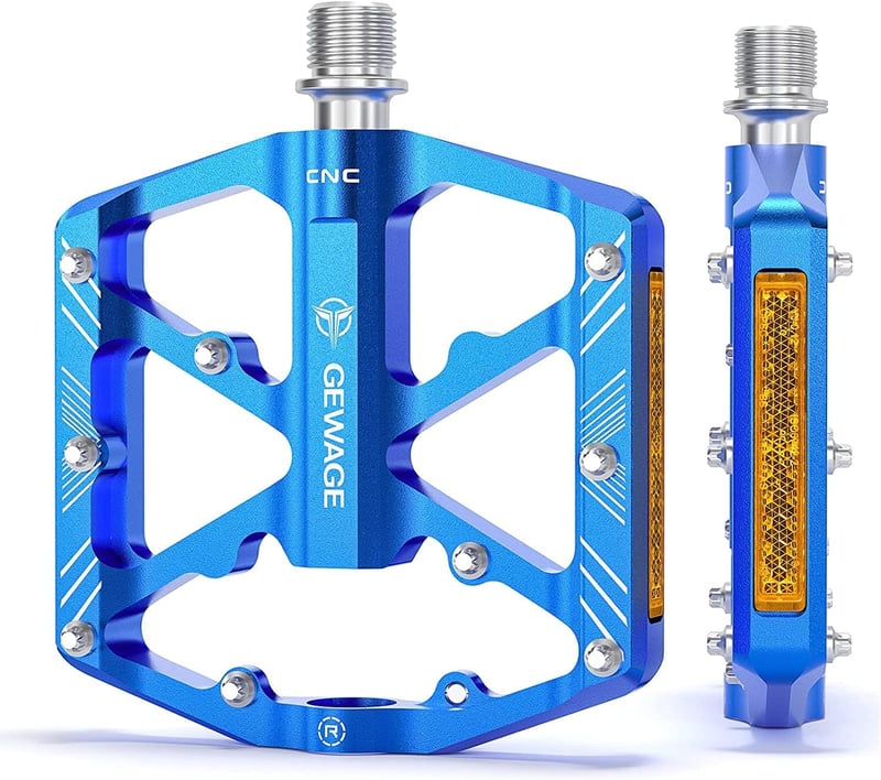 GEWAGE Kerékpár Pedál Fényvisszaverő Csíkokkal - CNC Alumínium Platform, 3 Zárt Csapágy, Csúszásmentes, 9/16" - Országúti, MTB és E-Bike Kom