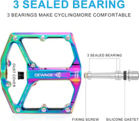 GEWAGE Országúti és Hegyi Kerékpár Pedál - 3 Csapágyas CNC Alumínium Platform Pedál Cserélhető Csúszásgátló Tüskékkel, Unisex 3