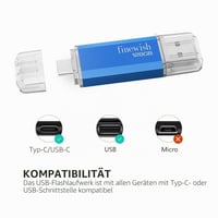 Geweo 2 in 1 USB-C pendrive 128 GB, USB 2.0 - kék 2