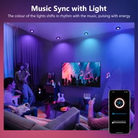 GeyouLux LED ugradbena svjetiljka RGB s prigušivanjem, aplikacijom i daljinskim upravljačem, crna, set od 6 komada 9
