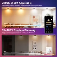 GeyouLux LED ugradbena svjetiljka RGB s prigušivanjem, aplikacijom i daljinskim upravljačem, crna, set od 6 komada 3