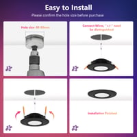 GeyouLux LED ugradbena svjetiljka RGB s prigušivanjem, aplikacijom i daljinskim upravljačem, crna, set od 6 komada 8
