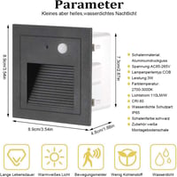 GEYUEYA Home LED lépcsővilágítás mozgásérzékelővel 4db meleg fehér IP65 230V 2