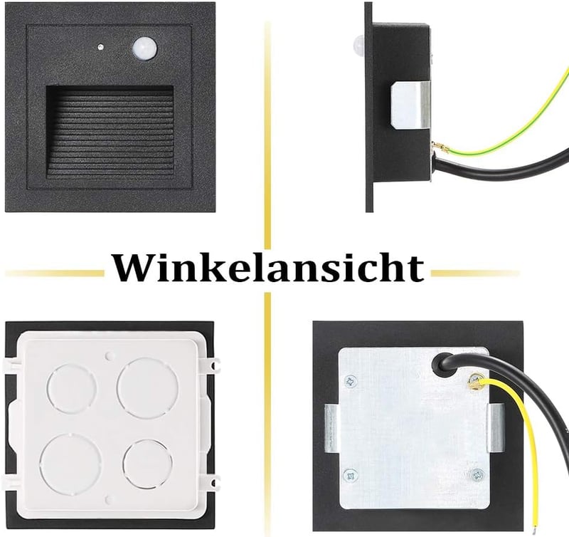 GEYUEYA Home LED lépcsővilágítás mozgásérzékelővel 4db meleg fehér IP65 230V