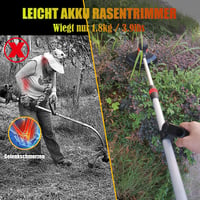 GfsGsjzc Akkumulátoros Fűkasza 24V Kerekes - Kefementes Motor, 30 cm Vágásszélesség, Makita Kompatibilis, 2 Akkumulátorral, 110-160 cm Állít 4