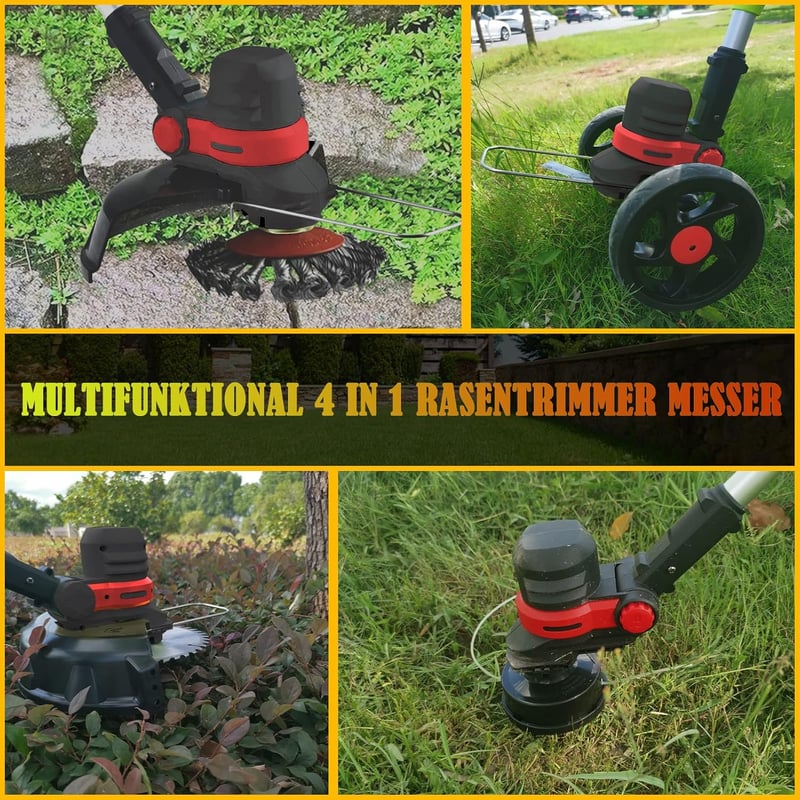 GfsGsjzc Akkumulátoros Fűkasza 24V Kerekes - Kefementes Motor, 30 cm Vágásszélesség, Makita Kompatibilis, 2 Akkumulátorral, 110-160 cm Állít