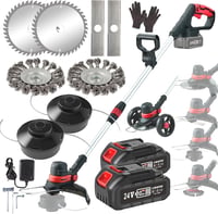 GfsGsjzc Akkumulátoros Fűkasza 24V Kerekes - Kefementes Motor, 30 cm Vágásszélesség, Makita Kompatibilis, 2 Akkumulátorral, 110-160 cm Állít 1