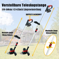 GfsGsjzc Akkumulátoros Fűkasza 24V Kerekes - Kefementes Motor, 30 cm Vágásszélesség, Makita Kompatibilis, 2 Akkumulátorral, 110-160 cm Állít 7