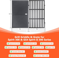 GFTIME 17,5" Grillrács és Grilllemez Weber Spirit E310 E320 E330 S310 S320 S330 2db 2