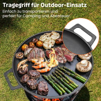 GFTIME 35 cm-es öntöttvas grillplán csepptálcával és fogantyúval kerthez 5
