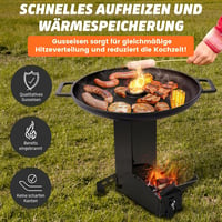 GFTIME 35 cm-es öntöttvas grillplán csepptálcával és fogantyúval kerthez 3