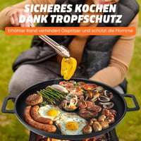 GFTIME 35 cm-es öntöttvas grillplán csepptálcával és fogantyúval kerthez 4