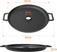 GFTIME 35 cm-es öntöttvas grillplán csepptálcával és fogantyúval kerthez 2