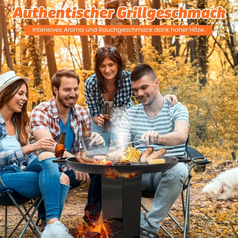 GFTIME 35 cm-es öntöttvas grillplán csepptálcával és fogantyúval kerthez