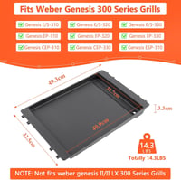 GFTIME 49,3x32,5 cm öntöttvas grillplakk Weber Genesis 300 sorozathoz 2