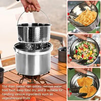 GFTIME 5 részes rozsdamentes kemping főzőkészlet, lábas és serpenyő szett 5