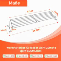 GFTIME 69866 nerezový ohrievací rošt pre grily Weber Spirit E210, E220, S210, S220 a Spirit II E/S 210, 47 cm, kompatibilný s predným ovládaním (2013 – 2016) 2