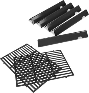 Bare de aromatizare GFTIME de 43,5 cm și grătar din fontă 47,5 x 33,8 cm pentru Weber Genesis II LX 300, E-310-E-335, S-310-S-335 începând cu anul 2017