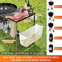 GFTIME Grill Oldalsó Asztal Weber Kettle és Smokey Mountain Grillhez 2