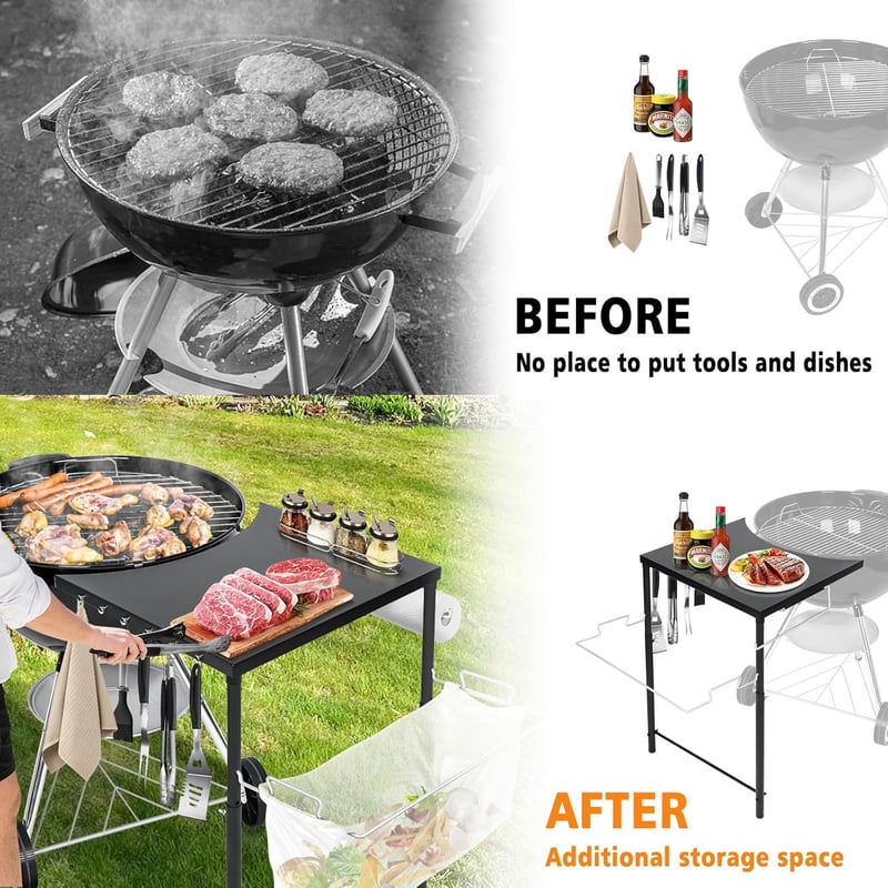 GFTIME Grill Oldalsó Asztal Weber Kettle és Smokey Mountain Grillhez