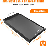 GFTIME Grillplán 63,5x40,6 cm, Univerzális Plancha Gázgrillhez és Széngrillhez, Tapadásmentes Grillsütő - 63 x 41cm Grillplatten 2