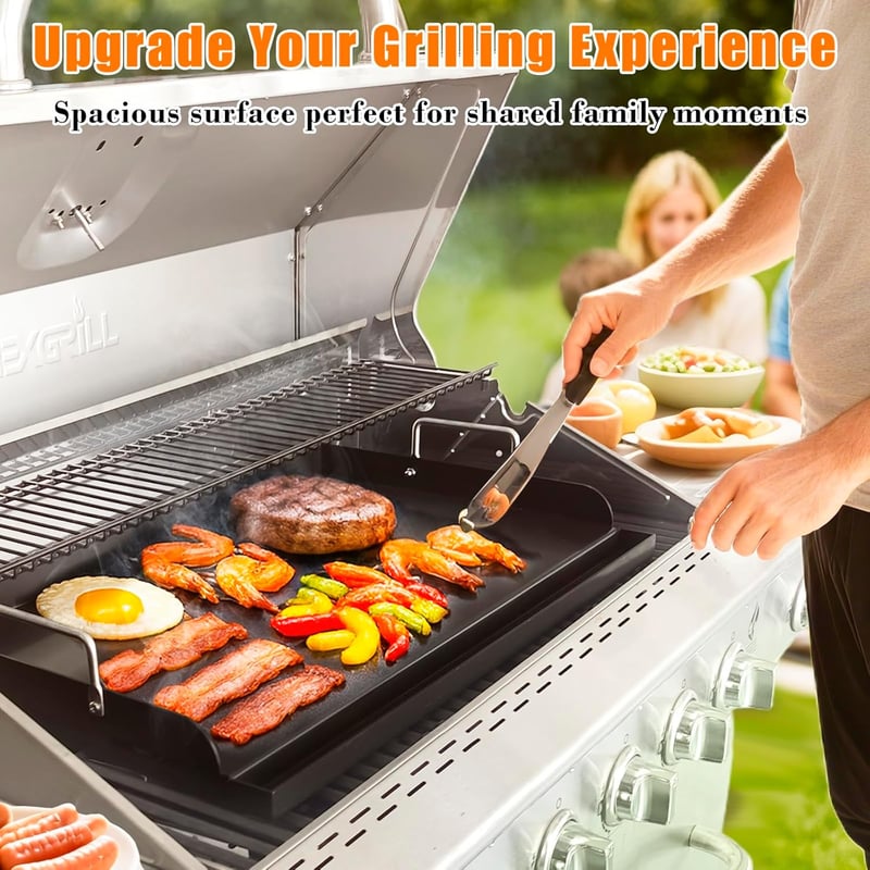 GFTIME Grillplán 63,5x40,6 cm, Univerzális Plancha Gázgrillhez és Széngrillhez, Tapadásmentes Grillsütő - 63 x 41cm Grillplatten