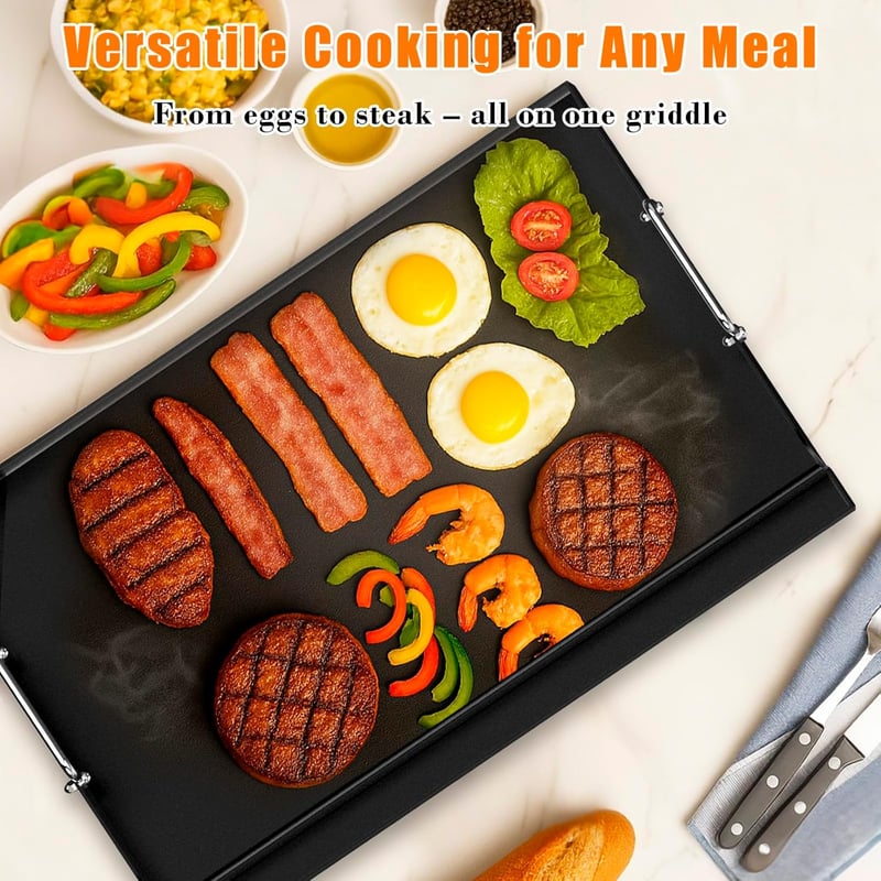 GFTIME Grillplán 63,5x40,6 cm, Univerzális Plancha Gázgrillhez és Széngrillhez, Tapadásmentes Grillsütő - 63 x 41cm Grillplatten