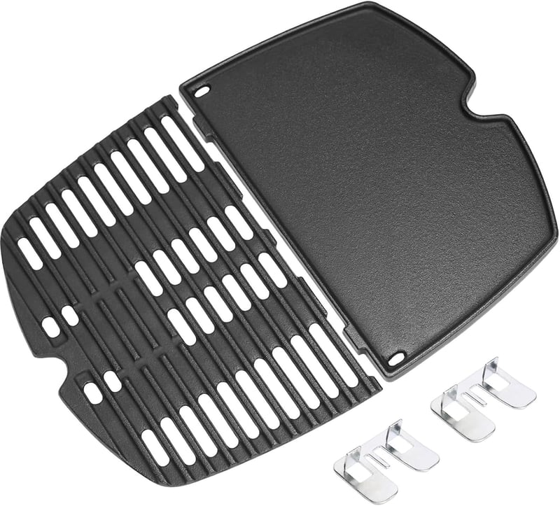 GFTIME Öntöttvas Grillrács Weber Q100, Q120, Q140, Q1000, Q1200, Q1400 Gázgrillekhez - 32,3 x 21,6 cm Cserealkatrész Sütőlap