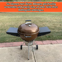 GFTIME Összecsukható BBQ Oldalsó Asztal Weber 57 cm Gömbgrillhez, Master-Touch és Napoleon Kettle Grillekhez, Rozsdamentes Acél, Horgokkal 6