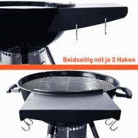 GFTIME Összecsukható BBQ Oldalsó Asztal Weber 57 cm Gömbgrillhez, Master-Touch és Napoleon Kettle Grillekhez, Rozsdamentes Acél, Horgokkal 5