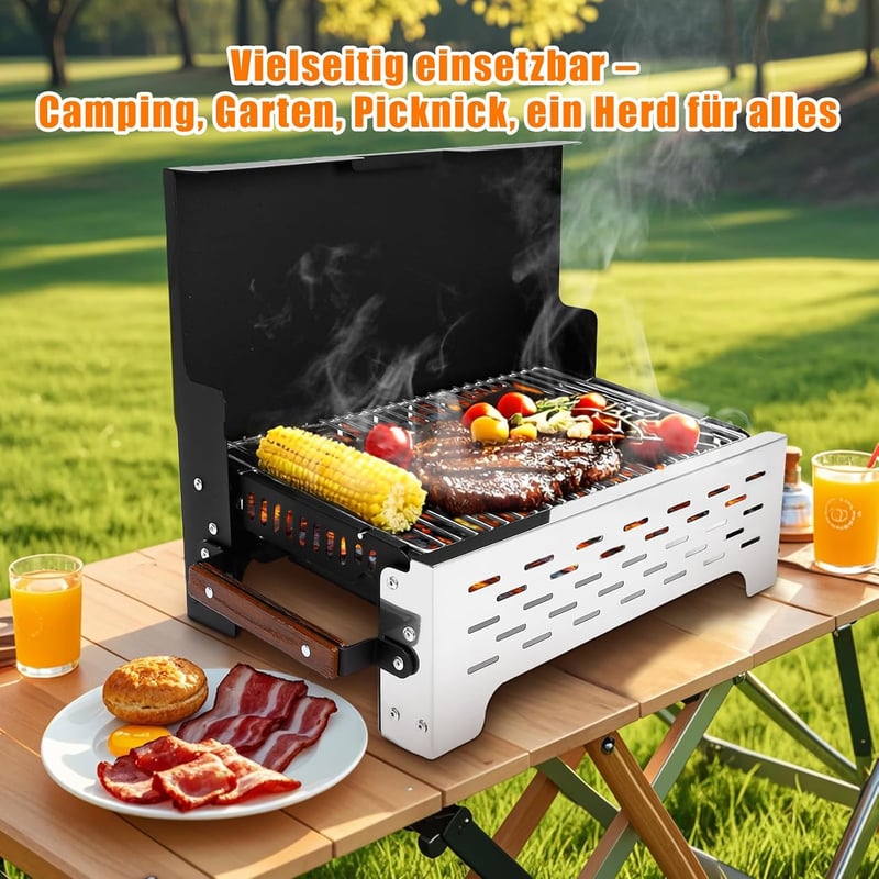 GFTIME összecsukható grillsütő rozsdamentes acél hordtáskával kempinghez
